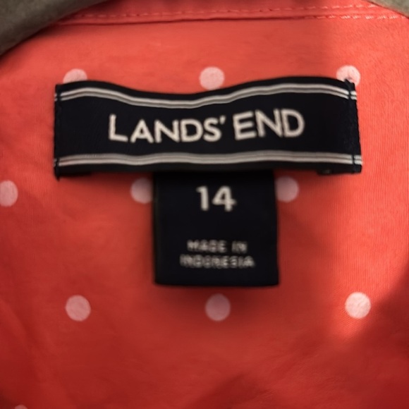 Lands' End Pink Sleeveless Button Down Shirt with Dress Shirt Collar - Picture 2 of 2